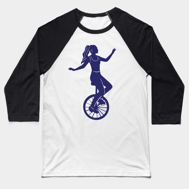 Girl On A Unicycle Baseball T-Shirt by consigliop